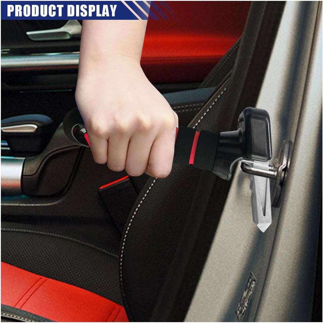 3 in 1 Car Door Handle for Elderly, Seatbelt Cutter and Window Breaker Car Door Latch Handle