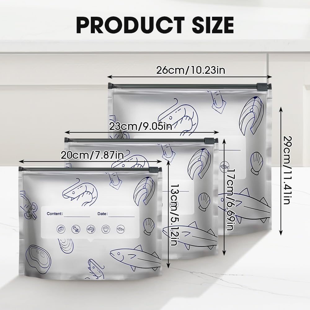 Reusable Aluminum Foil Sealable Storage Bags with Zipper For Meat Fruit