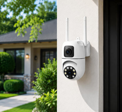 8MP Dual Lens Dual Screen WiFi IP Security Camera,Auto Tracking 8X Digital Zoom Wireless Cam with Night Vision