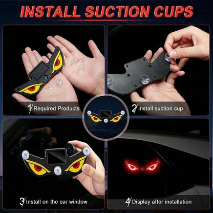 Wireless No Drill Solar and USB Powered Devil Eyes Warning Lights for Cars Windshield Rear Window