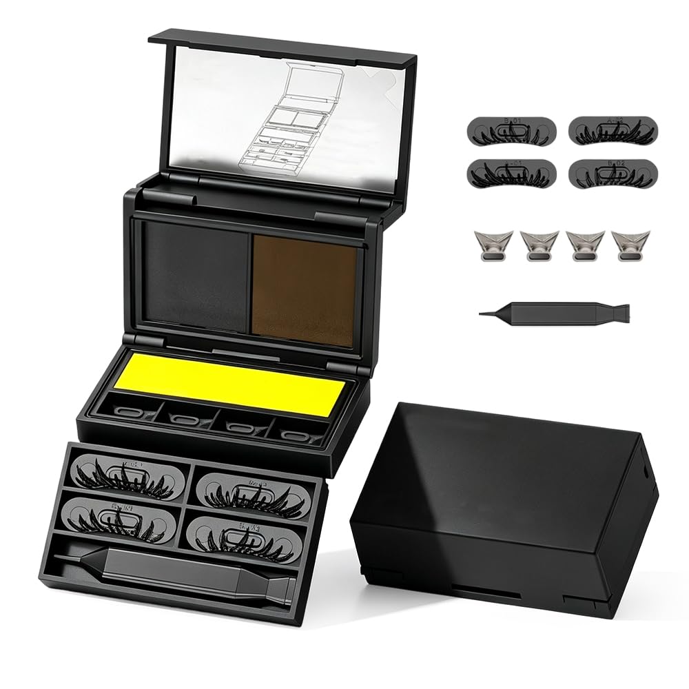 3-in-1 Eyelash & Eyeliner Stamp Kit with Beauty Mark,Waterproof Smudge-Proof Quick Eye Tool