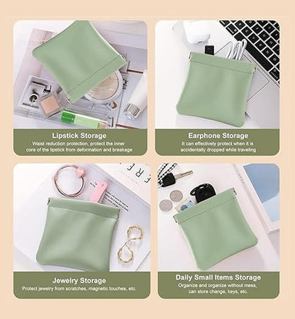4 Pack Snap Closure Leather Organizer Pouch Coin Purse