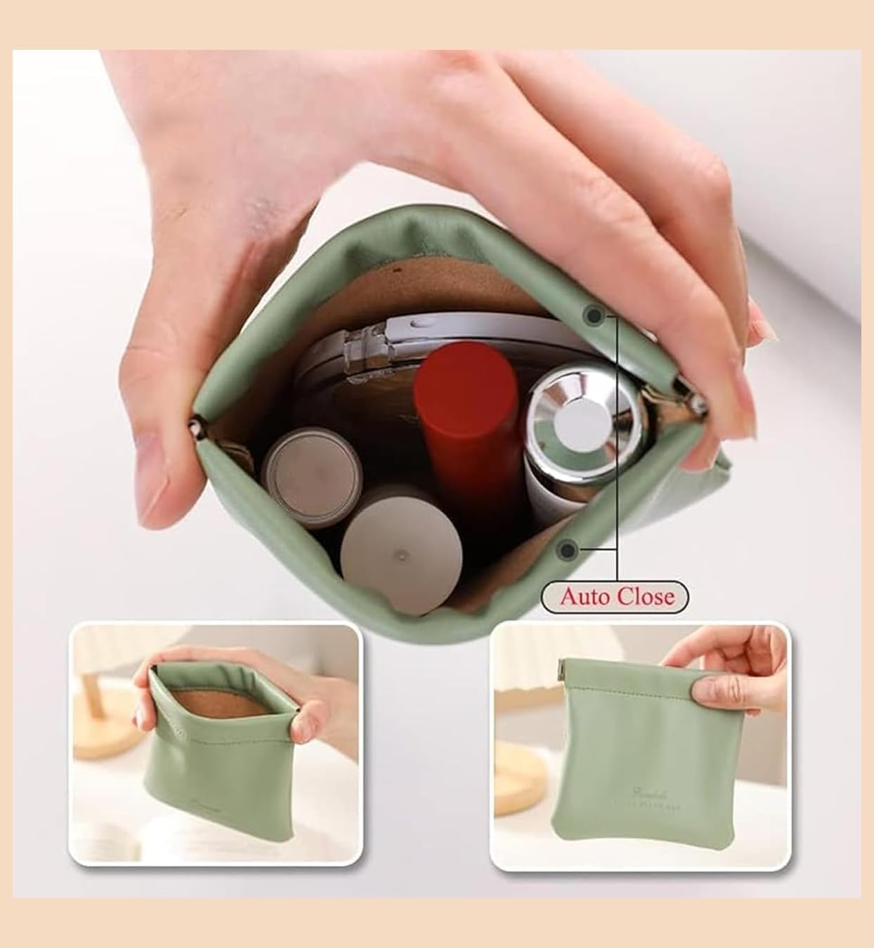 4 Pack Snap Closure Leather Organizer Pouch Coin Purse