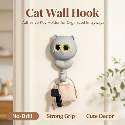 4 Pcs No-drilling Winking Cat Strong Adhesive Hook