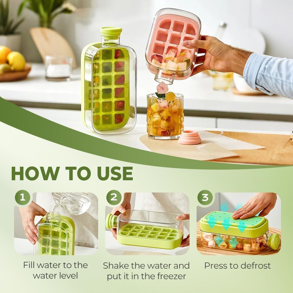 2 in 1 Portable Ice Cube Bottle with Straw
