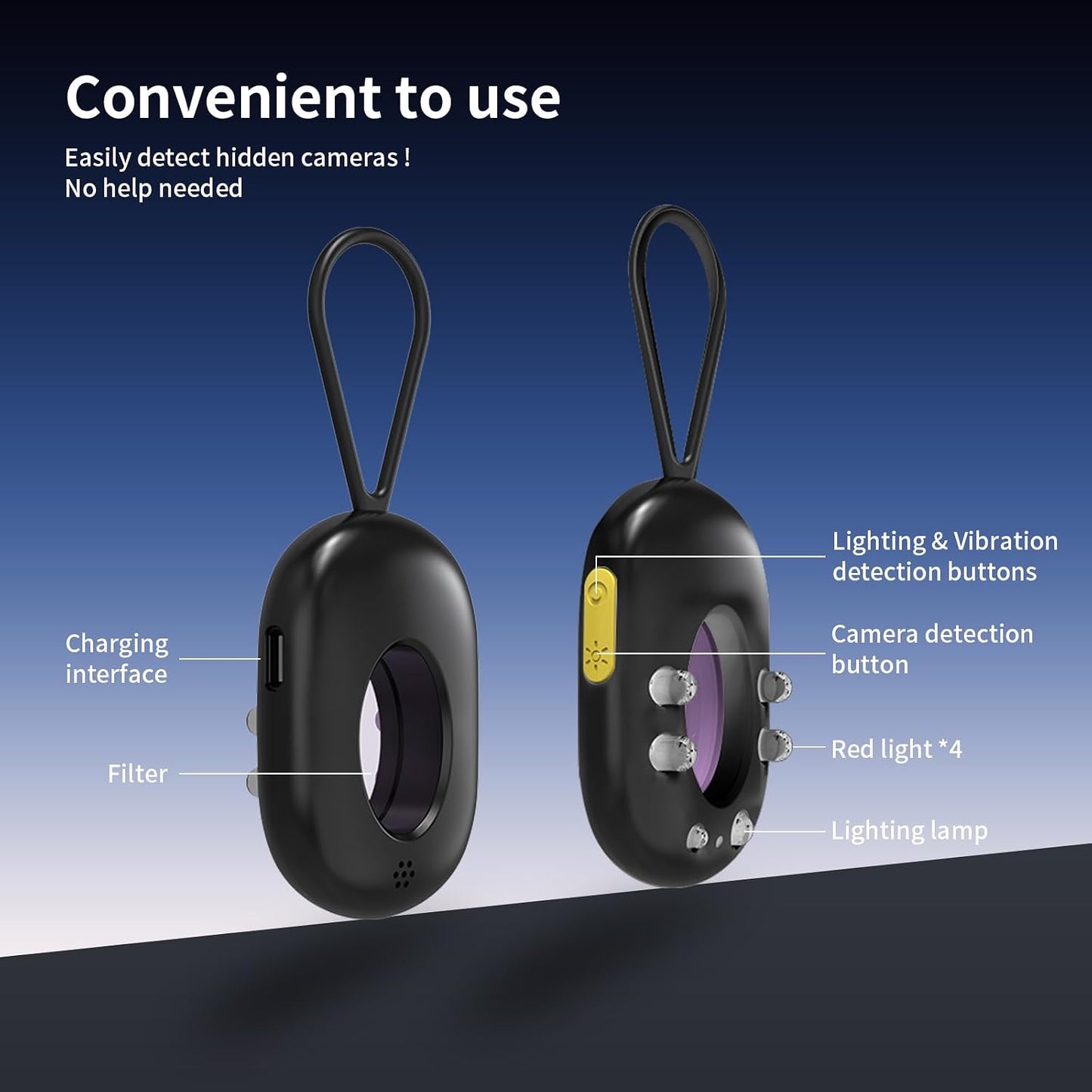 Anti-Spy Camera Detector & Hidden Insect Detector,Vibration Alarm and LED Flashlight Rechargeable