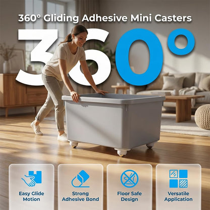 8 Counts 360° Swivel Universal Self Adhesive Caster Wheels for Kitchen Appliances, Coffee Makers, Storage Boxes