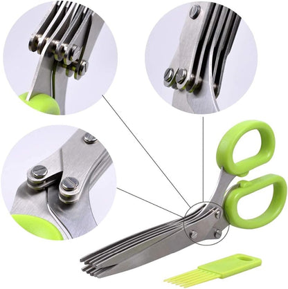 5 Blade Stainless Steel Kitchen Scissors with Cleaning Comb
