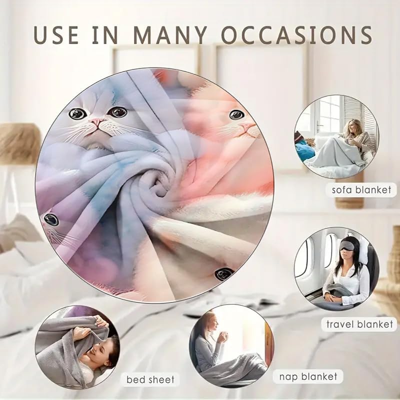 All Season Cute 3D Cat Flannel Comfortable Blanket