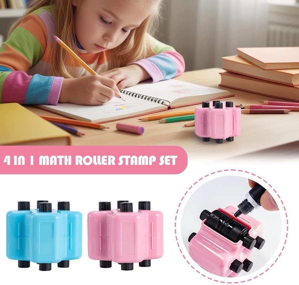 4 in 1 Math Roller Stamp and Addition Subtraction Multiplication Division Tool