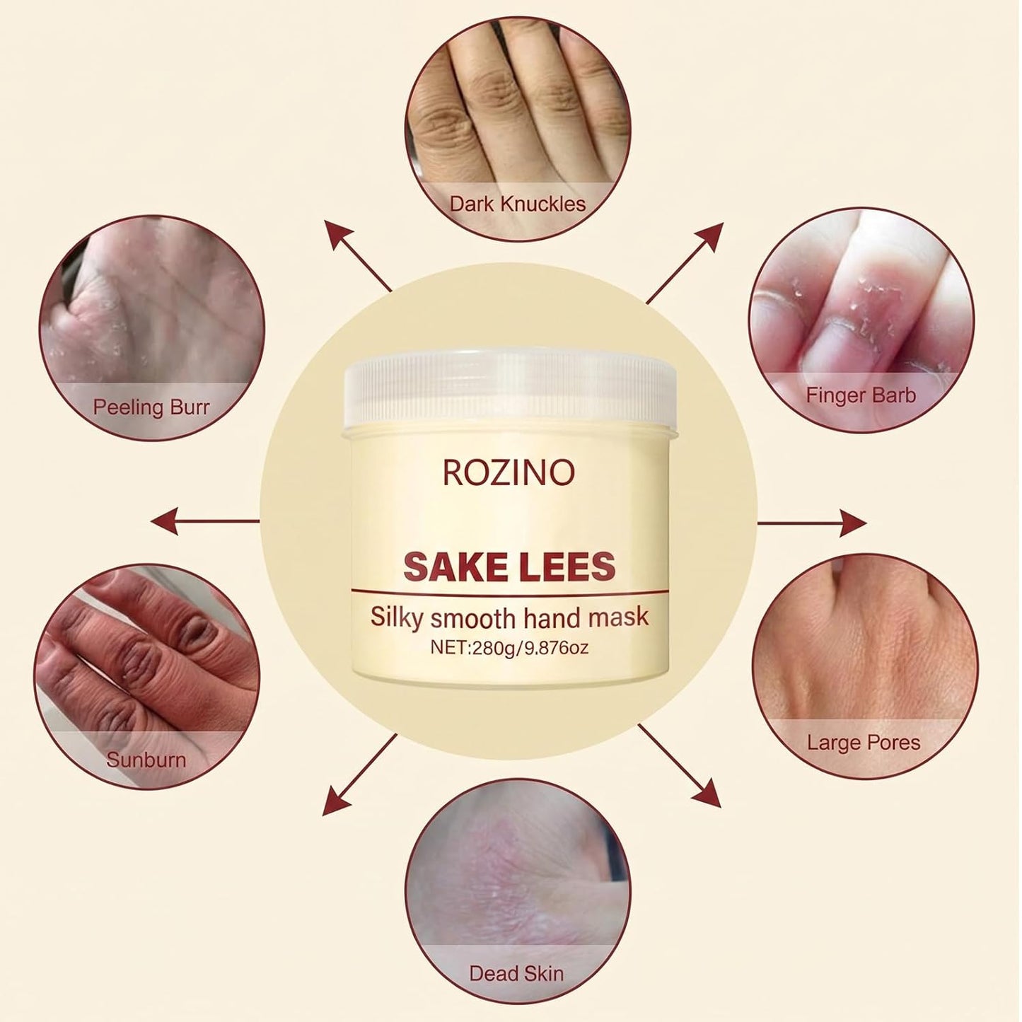 Deep Moisturizing Sake Lees Hand Mask for Dry, Cracked Hands