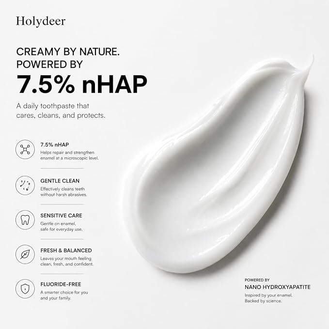 Nano-Hydroxyapatite Toothpaste, Mint, 7.5% nHAP, Fluoride-Free, Sensitive Whitening, Enamel Strengthening