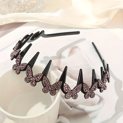 4pcs Butterfly Crystal Non Slip Headbands for Women