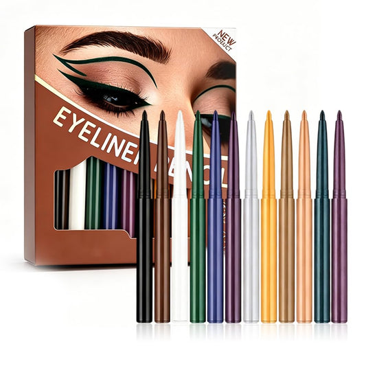 12Pcs Waterproof Colored Gel Eyeliner Pencil Set