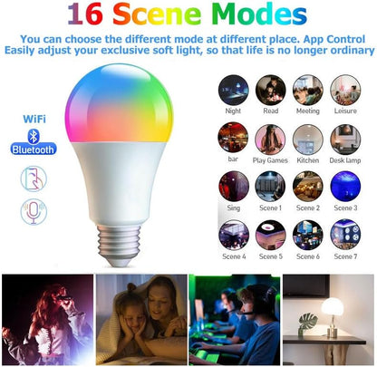 2Pack RGB Smart Light Bulbs Compatible with Alexa & Google Home