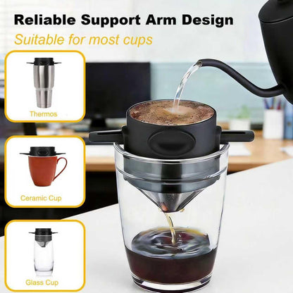 Pour Over Coffee Maker - Portable Stainless Steel Reusable Coffee Filter