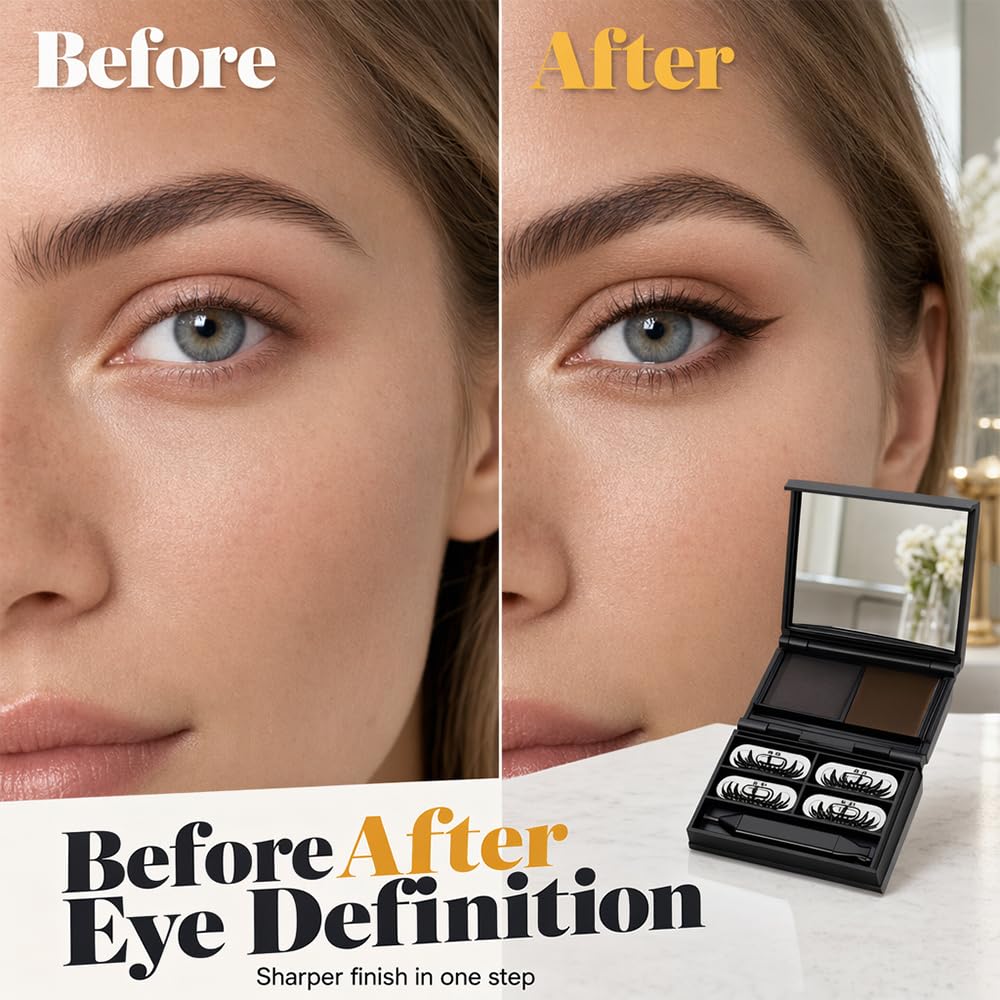 3-in-1 Eyelash & Eyeliner Stamp Kit with Beauty Mark,Waterproof Smudge-Proof Quick Eye Tool