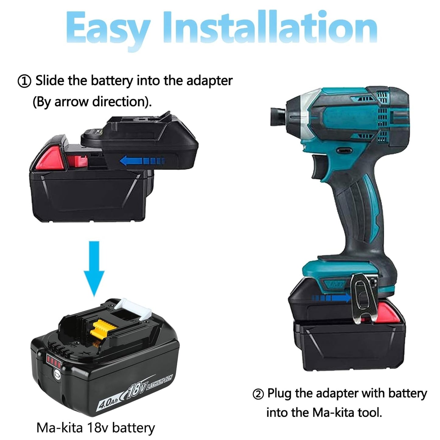 DM18M Battery Adapter Compatible for Dewalt 18v-20v & for Milwaukee 18v M18 Batteries