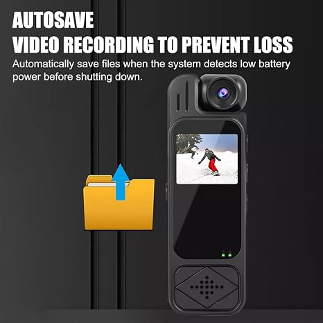HD 4K 10 Hrs Portable Video Recorder with 180° Rotatable Lens Wearable Camcorder