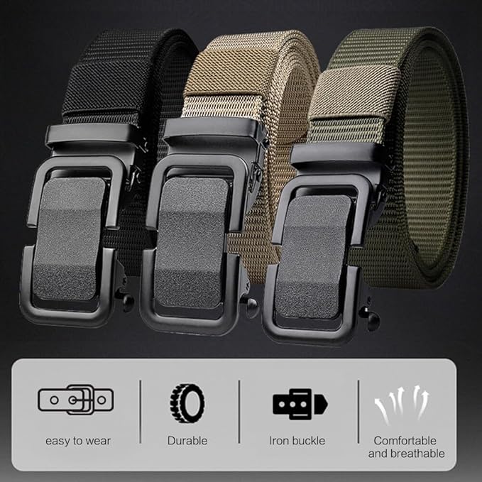 Men's Metal Buckle Tactical Ratchet Breathable Belts