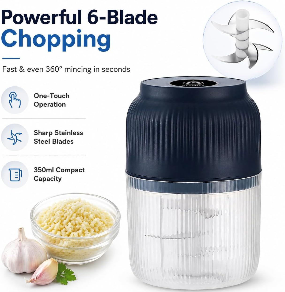 Upgraded Electric Garlic Crusher with Lid & Egg Beater