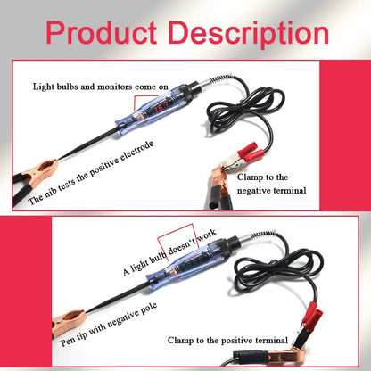 Automotive Test Light LED Digital Voltage Display with Red PU Extended Spring Wire