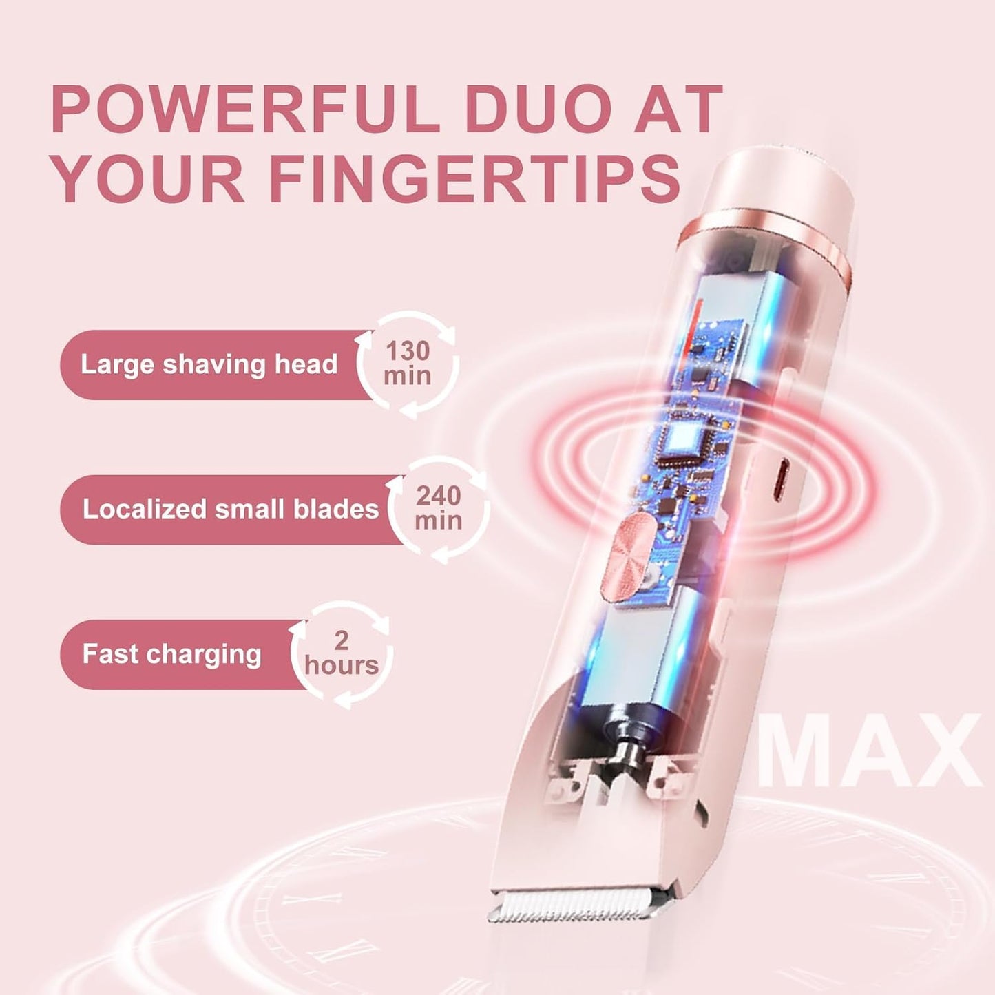 2 in 1 Dual Head Cordless Bikini Trimmer for Women Waterproof Painless Hair Removal