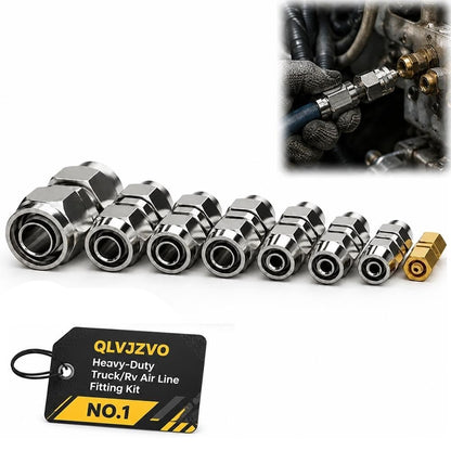 8PCS Heavy-Duty Truck/RV Air Line Fitting Kit 4-16 mm