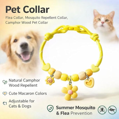 Camphor Wood Adjustable Pet Collar - Repels Mosquitoes, Fleas, And Lice.