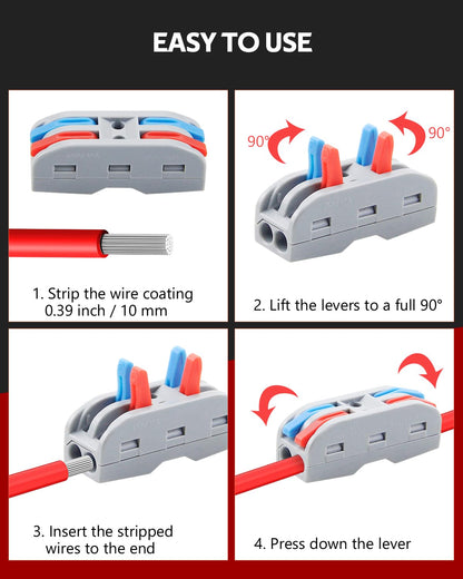 20pcs Electrical Connectors Push in Lever Nut Quick Wire Connector