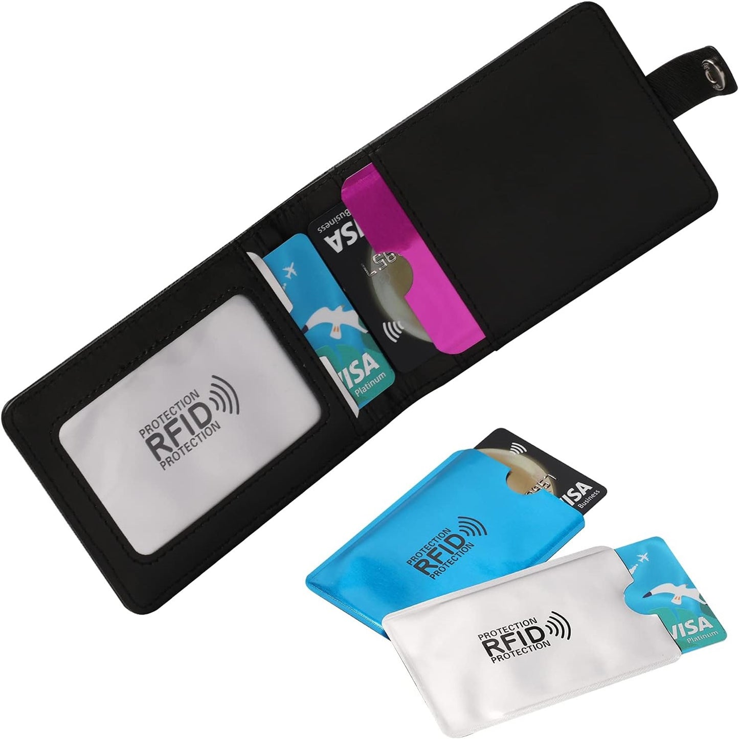 16 RFID Blocking Sleeves Set (12 Colorful Credit Card Protector RFID Blocking Sleeve & 4 RFID Passport Holder)