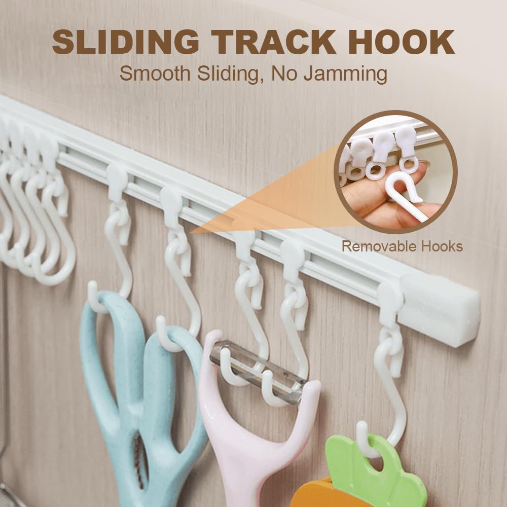 2Pcs Kitchen Utensil Hanging Rack Wall Mounted Hanger with 10 Hooks No Drilling Hanger