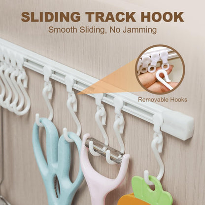 2Pcs Kitchen Utensil Hanging Rack Wall Mounted Hanger with 10 Hooks No Drilling Hanger