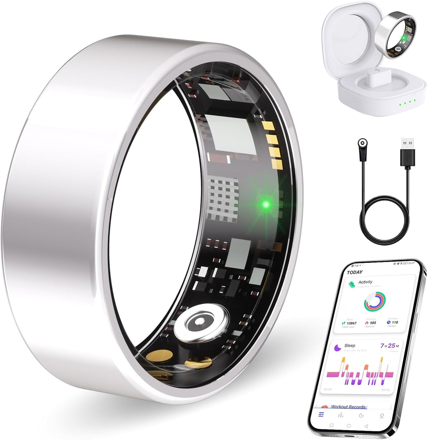 Smart Ring Fitness Tracker for Women Men without Subscription