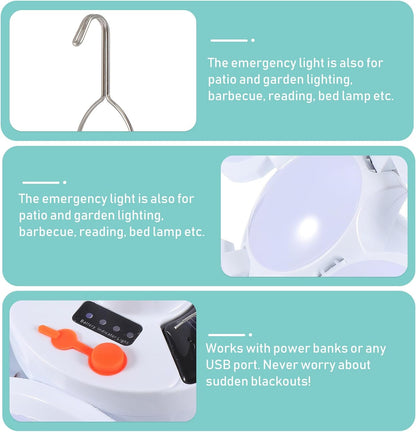 Solar Rechargeable LED Lantern Bulb with Hanging Hook