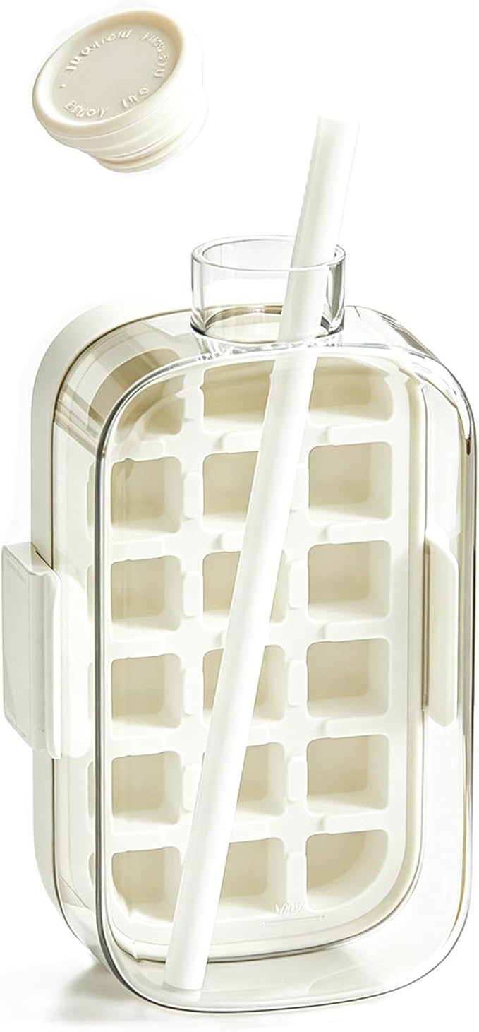 2 in 1 Portable Ice Cube Bottle with Straw