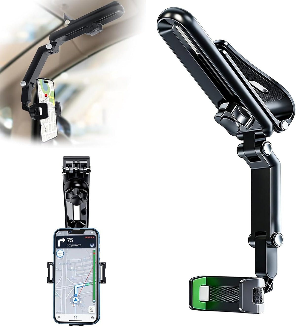 Sun Visor Phone Holder,Universal 360 Degree Rotating Retractable Phone Mount