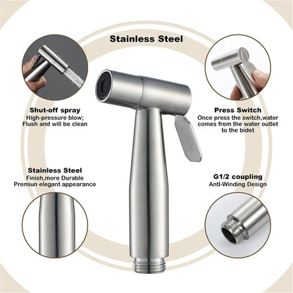 Wall Mounted Stainless Steel BrushedFaucet - Bathroom Cloth Diaper Sprayer Kit