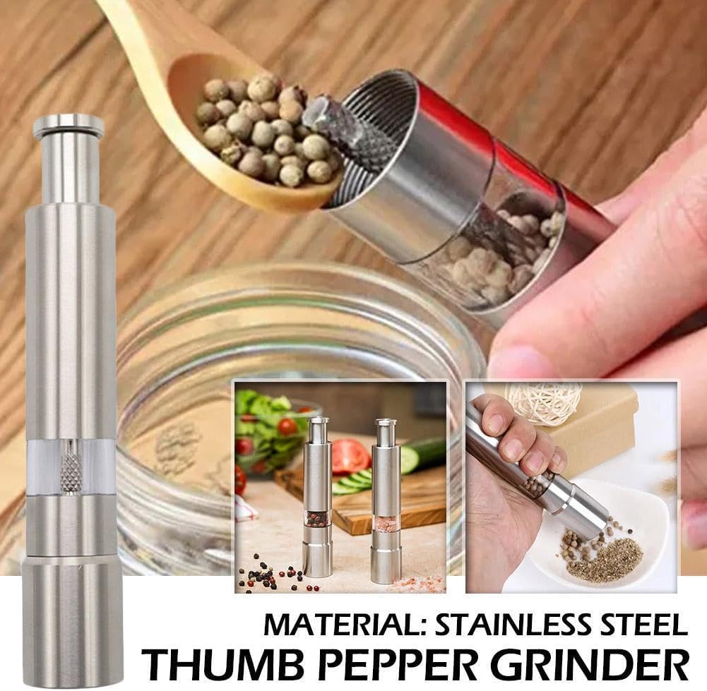 Stainless Steel Sea Salt and Pepper Mill with Push Button