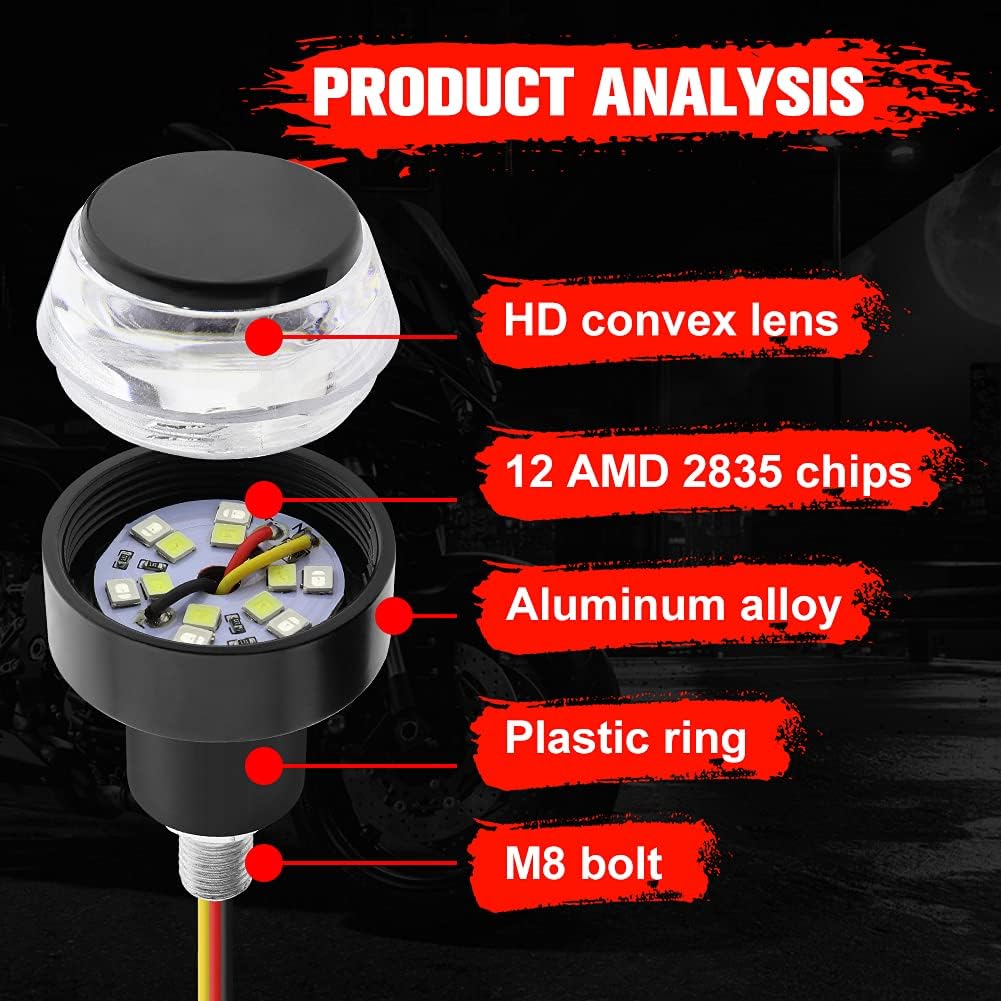 2 PCS Motorcycle Handle Bar End Light Dual Color Turn Signal Light