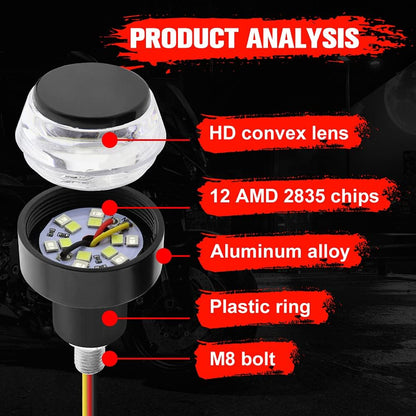 2 PCS Motorcycle Handle Bar End Light Dual Color Turn Signal Light