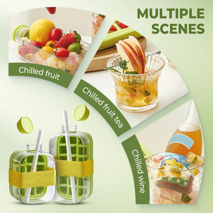 2 in 1 Portable Ice Cube Bottle with Straw