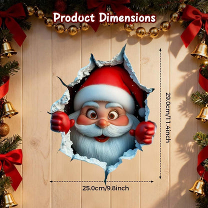 5Pcs Santa Claus Wall Sticker 3D Breaking Effect Christmas Door Decor