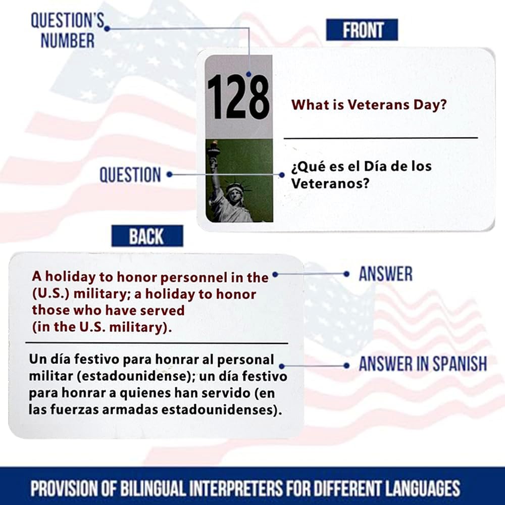 US Citizenship Bilingual Accelerated Flashcards Citizenship Study Guide Combo Set
