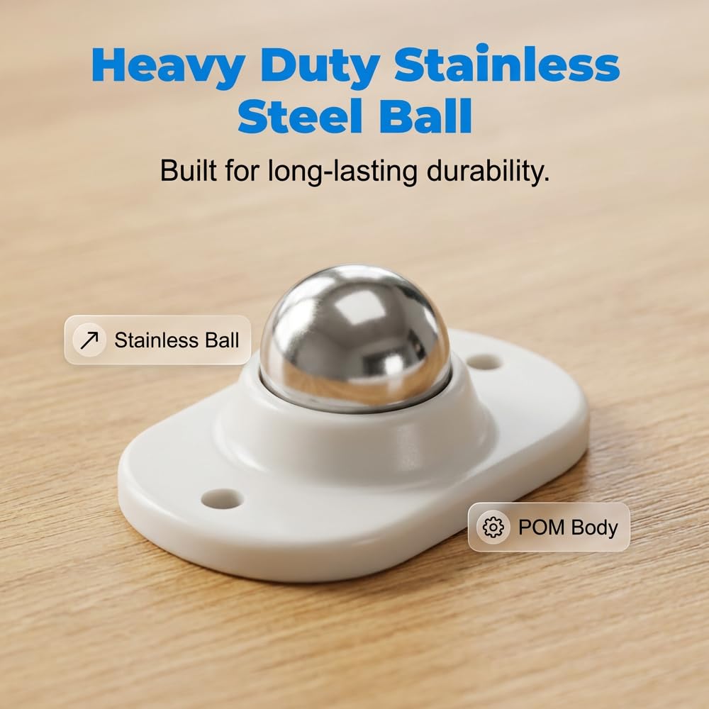 8 Counts 360° Swivel Universal Self Adhesive Caster Wheels for Kitchen Appliances, Coffee Makers, Storage Boxes