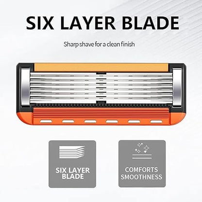 Men's Shaving Razor Set, 2 Blade Holder & 24 Replacement Blades, 6 Layer Progressive Blades