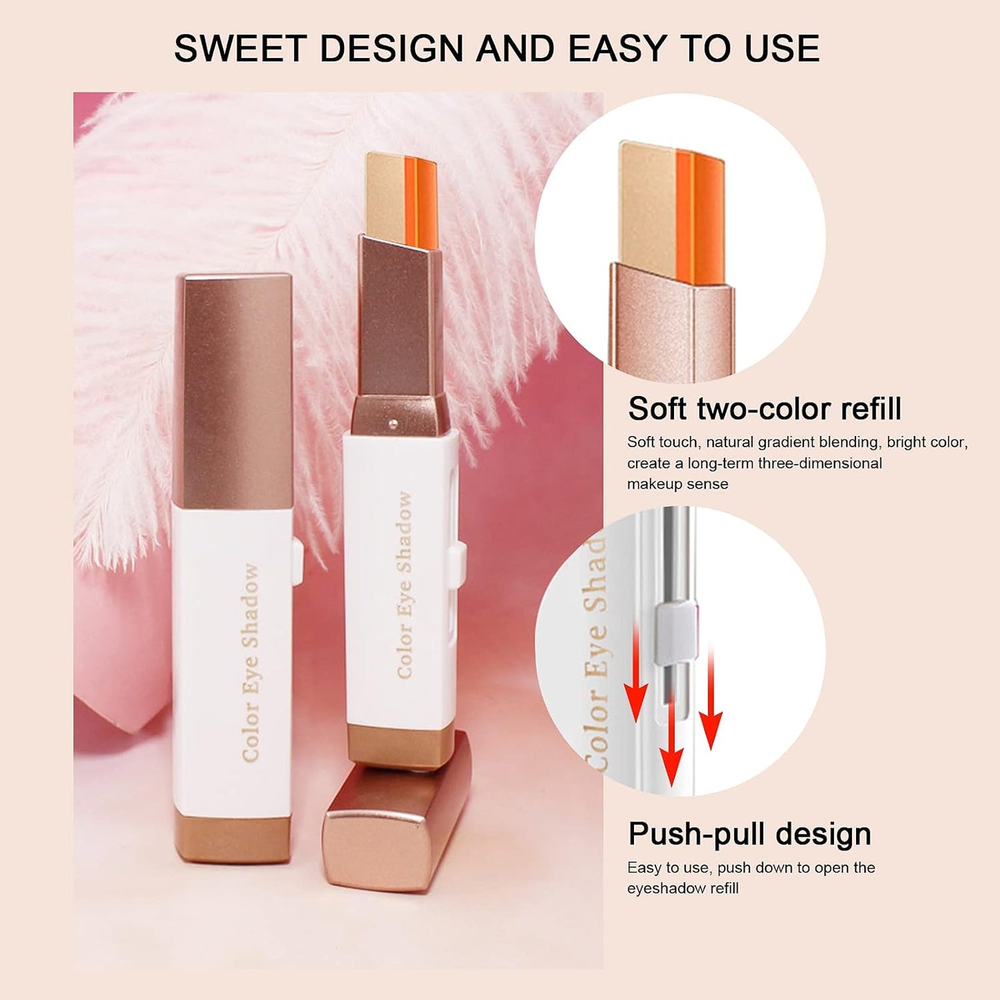 6PCS Glitter Eye-shadow Stick Set, Two-Tone Shimmer Gradient Shadow