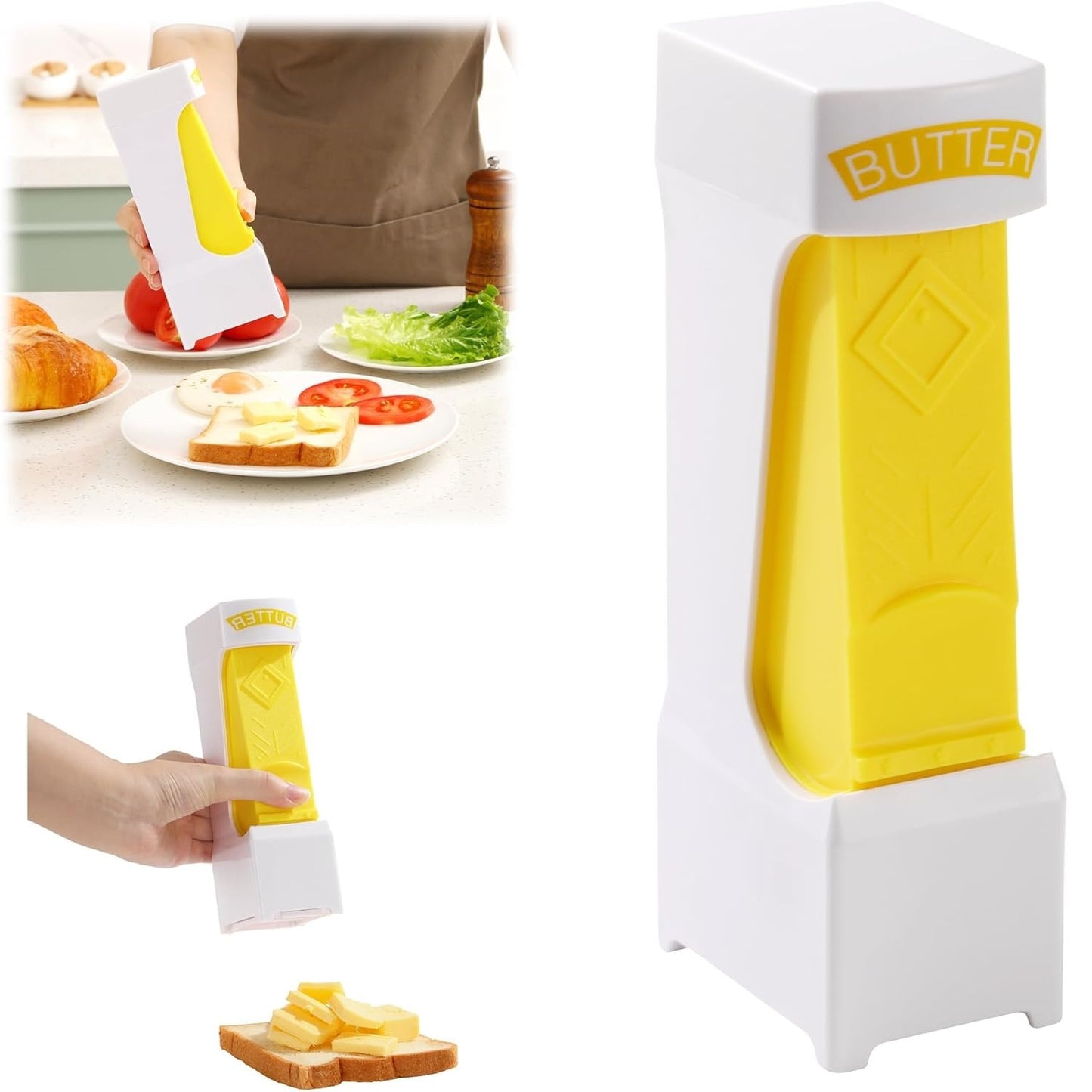 One-Click Butter Slicer with Airtight Storage - Stainless Steel Butter Dispenser