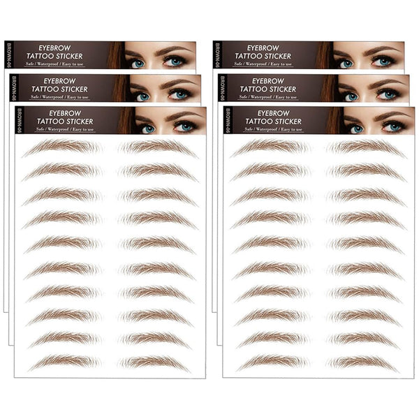 6 Sheets 54 Pairs 4D Hair-Like Waterproof Eyebrow Tattoos