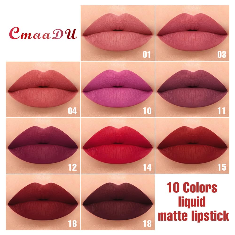 10-Pcs Liquid Matte Lipstick Set - Waterproof, Long-Lasting Lip Color